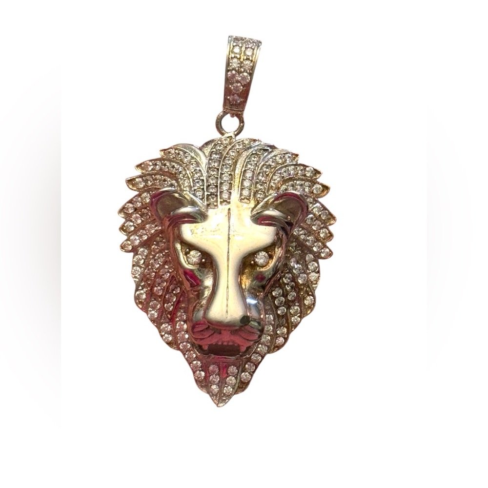 Sterling silver 925 Lion Head CZ Pendant